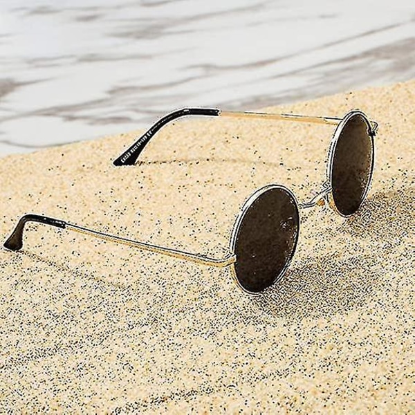 Retro Pienet Pyöreät Polarisoidut Aurinkolasit Miesten Naisten John Lennon Style black frame