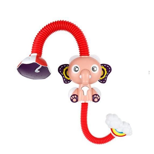 Babyleker Badeleker Babyvannspill Elefantmodell Krandusj Elektrisk vannsprayleketøy (rød)