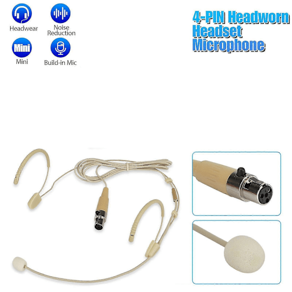 Dubbel Öronbygel Headset Mikrofon XLR 4Pin TA4F Kondensator Headworn Mikrofon för SHURE