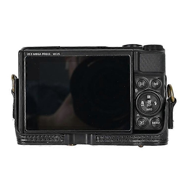Kameraväska Kompatibel för Canon SX740 HS / SX730 / SX720 Kameraskydd PU Läder Digital Kameraväska med Axelrem Black