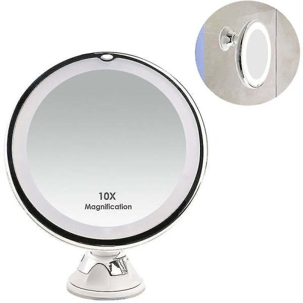 10x förstorande sminkspegel med lampor, smart switch, 360 grader