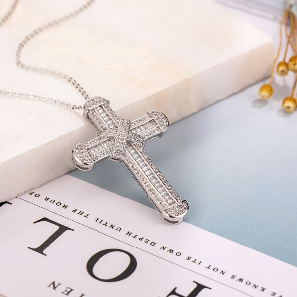 Nytt 925 silver utsökt Bibeln Jesus Cross hänge halsband