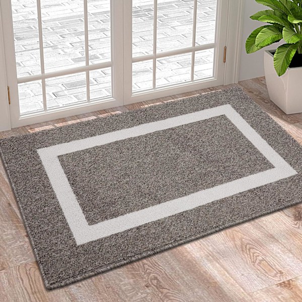 Dörrmatta för inomhusbruk, 50x81 cm, Halkfri Absorberande Smutsavvisande Entrématta, Maskintvättbar Lågprofil Inomhus Entrédörrmatta för Hall, Grå