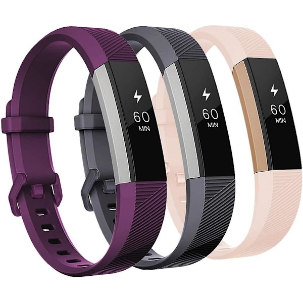 Yhteensopivat rannekkeet Fitbit Alta ja Fitbit Alta HR -laitteille, 3 kpl pehmeitä silikonirannekkeita Fitbit Alta HR -rannekkeille turvallisella metallisoljella miehille ja naisille