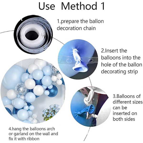 Blå Ballonggirlang Båge Kit, 104 st Babyblå Vit Silver Ballongbåge för Pojkars Första Födelsedag Frozen Winter Wonderland Baby Shower Bröllop Möhippa
