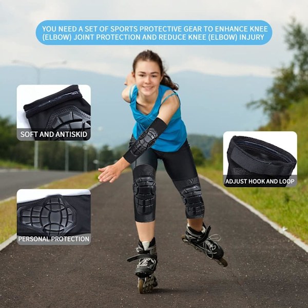 Børns beskyttelsesudstyrssæt bløde børne albue- og knæbeskyttere egnet til løbecykler, skateboards, rulleskøjter, løbehjul, M