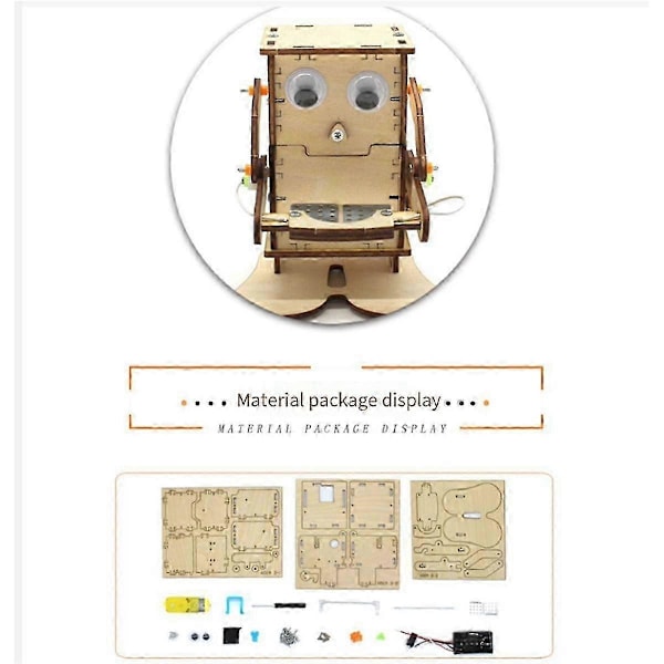 Robot som äter mynt - Trämodell för DIY, undervisning, lärande, STEM-projektkit för barn, vetenskapsexperiment, trämonteringssats