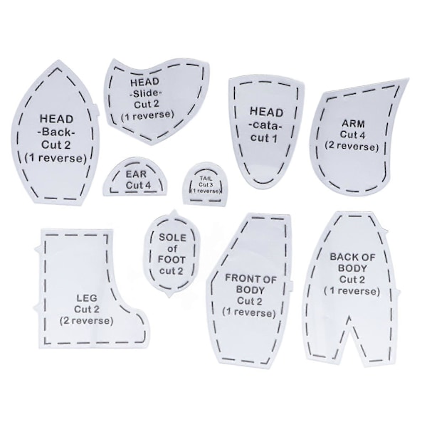 10 st Björn Mall Linjal Set DIY Akryl Quilting Verktyg Återanvändbara 10 tum