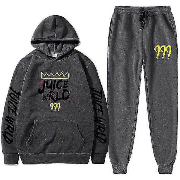 Ny Juice World Hoodie Träningsoverall Sweatshirt + Joggingbyxor Juice Wrld Juice Wrld Juice Wrld Trap Rap Regnbåge Tomografi Juice Wrld Dark gray 1 M
