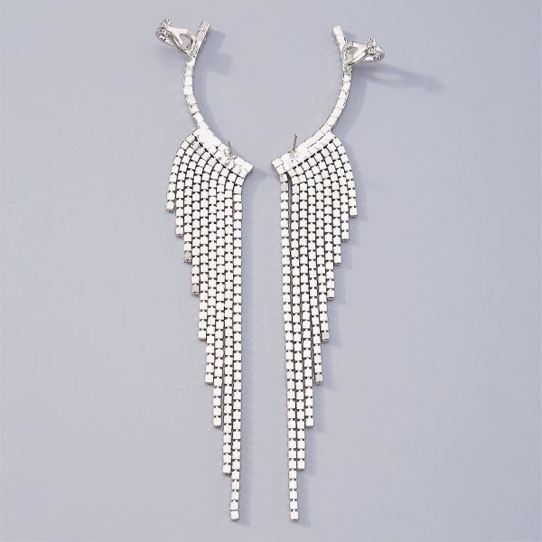 Kvinder Rhinestone Sparkly Tassel Drop Dangle Øreringe Mode