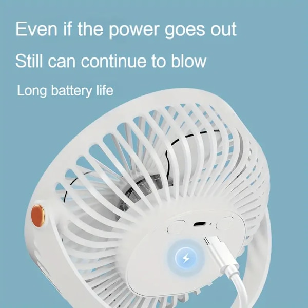 72 Graders Rotation, 6 Tommer 5-Hastigheds USB Opladnings Clip-on Ventilator, Kan Stå, Hænges Op, Ultra Støjsvag Ventilator, Moderne Natlampe, Flytbar, Vaskbar