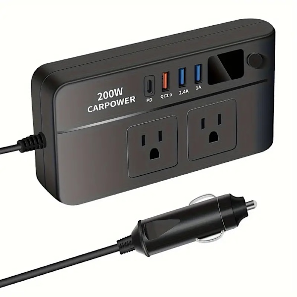 Billaddningsstation 200W Billaddare 12V till 220V/110V Multifunktionell Bilomvandlare