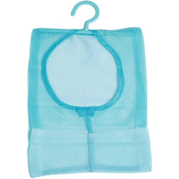 Hængende nettaske til opbevaring, multifunktionel ensfarvet vaskepindspose med krog, tøjklemmepose Mesh-opbevaringspose til badeværelset, blå 1 stk.