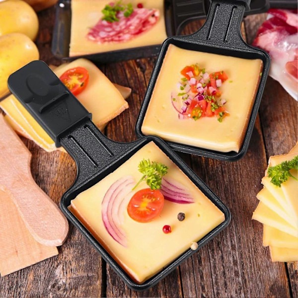 Raclettepander med non-stick | Pakke med 1 til 12 | Mini firkantet raclette | Kompatibel med Tefal raclette maskine | Ergonomisk design og let at rengøre 4pcs