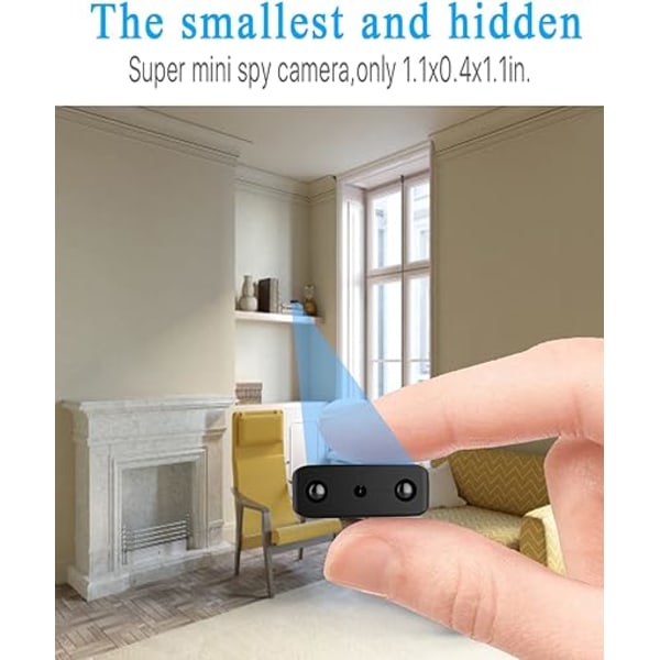 Mini Spionkamera WiFi, Minsta Dolda Kameror HD1080P med Telefonapp, Rörelsedetektering, Mörkerseende för Inomhusbruk