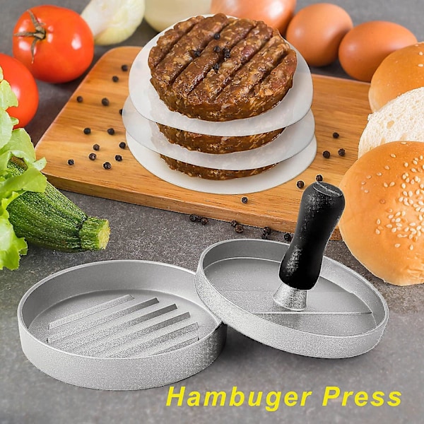 Hamburgarpress i aluminium, Smash Hamburger Press, Non-stick hamburgareform för fylld nötfärs/sliders/korv/grönsaks-/laxburgare BBQ