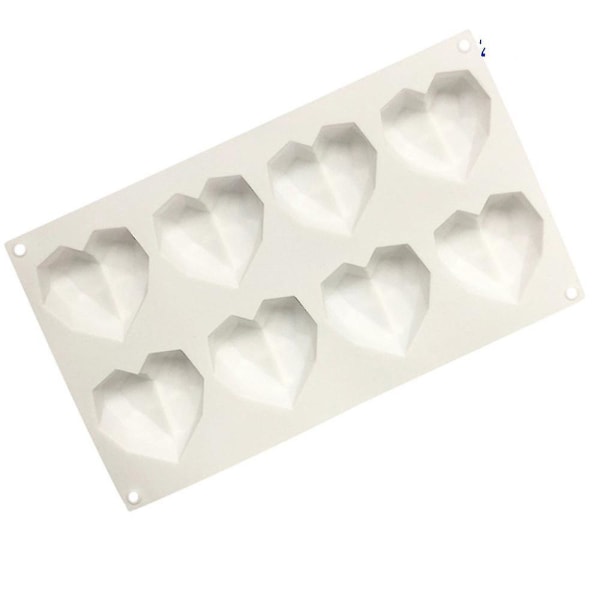 8-hulrum 3d Kærlighedshjerte Diamantformet Form Silikone Bagetøjsforme Håndlavet Bageværktøj Bakke