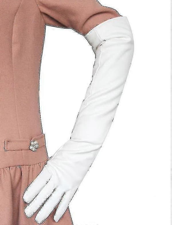 Kvinnor Simulationshandskar Läder Silkeslent Foder Långa Över Armbågen Eleganta Vantar 50cm