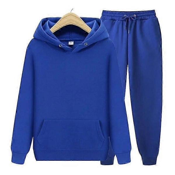 Naisten Lämmin Urheiluasu Kaksiosainen Löysä Setit Verryttelypuku Pitkä Hupullinen Takki Huppari Set Vetoketjullinen Juoksu Joggers Femmel Collegepaita Set blue L