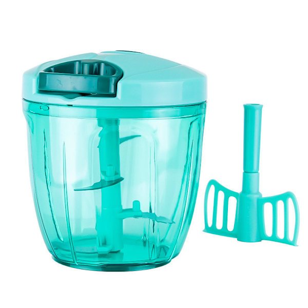Manuell matberedare/grönsakshackare med 5 blad, enkel handdragen bärbar vitlökspress, visp och smoothieblender, 900 ml (Blå) från Valuetools BPA-fri