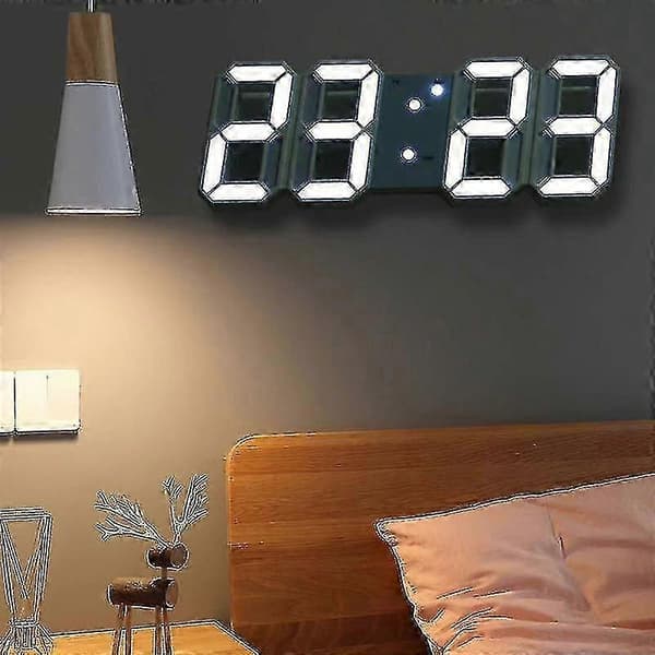 3D LED Digital Stor Veggklokke