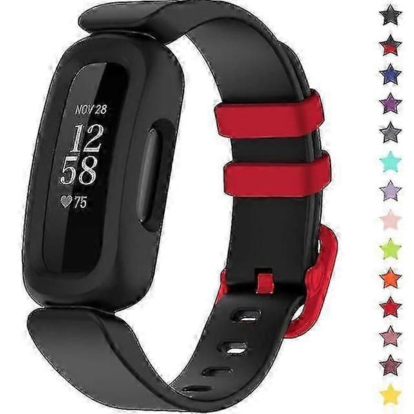 Vanntett silikonreim for Fitbit Ace 3 barn (gutter og jenter) Black Racer Red