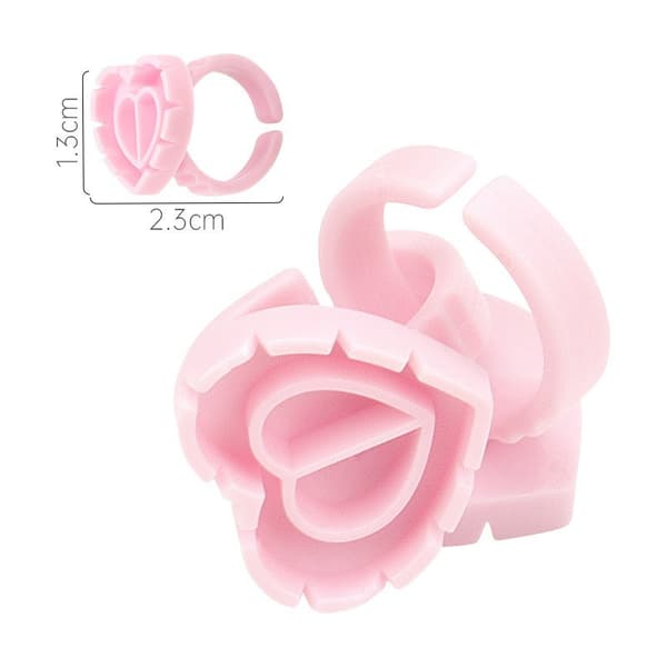 100 STK Limringer Vipperingser for Lim Limringer for Vippeextensions Vippelimholder Vipperingser Smarte Limkopper (Rosa)