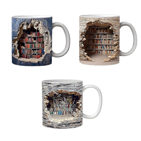 3D Bokhylla Mugg - Coola Födelsedag- och Julpresenter Till Honom Hennes - Keramisk Kaffe Mugg