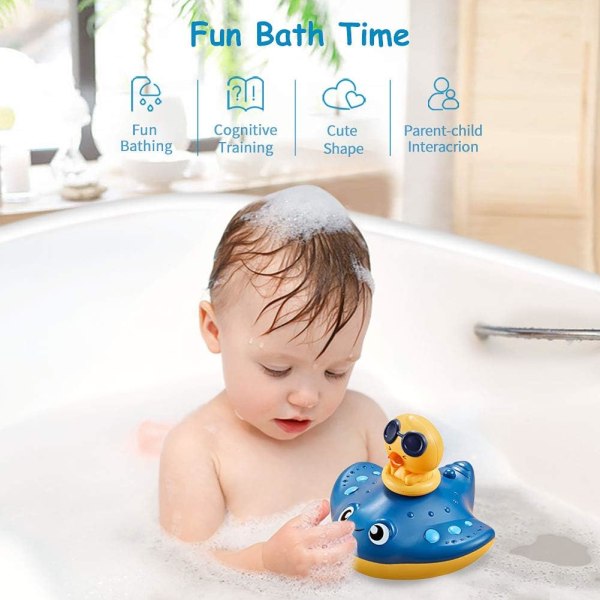 Baby Bath Toy for Toddler, Floating Water Spray Bath Sprinkler Toy, Blue Blue
