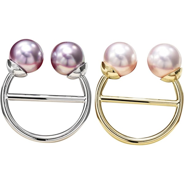 2 stk. Runde T-skjorte Klips Faux Perle Skjerf Ring Spenne Klips Skjerf Lås Skyvere Ring for Kvinner Jenter Tilbehør