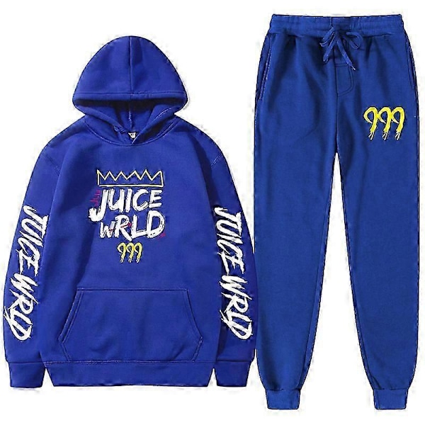 Ny Juice World Hoodie Träningsoverall Sweatshirt + Joggingbyxor Juice Wrld Juice Wrld Juice Wrld Trap Rap Regnbåge Tomografi Juice Wrld blue M