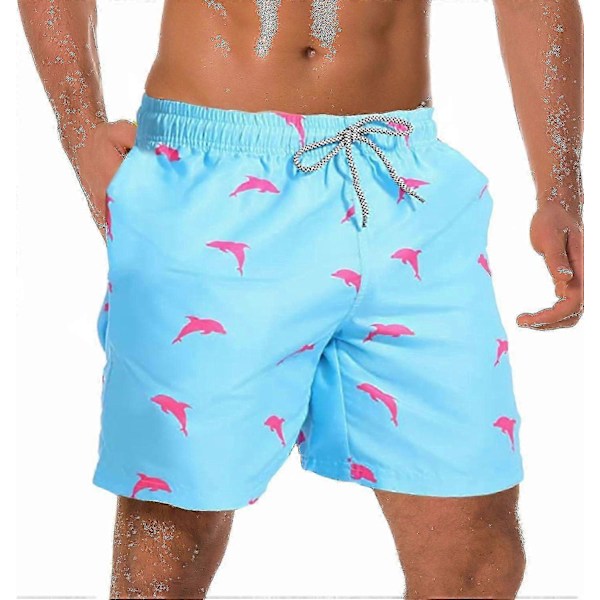 Oppløselige Badeshortser Bursdagsspøk Morsom Utdrikningslag Strandfest Gave Til Broren Din Mist Badeshortsene Hans I Svømmebassenget (få det til) Small Blue Pink Dolphin