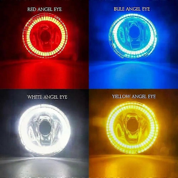 Kompatibel Angel Eye tåkelyktmontering for Peugeot 207 2006-2012 bil frontfanger tåkelykt med halo ring kjørelys H11 12v Warm Whit and Yelow