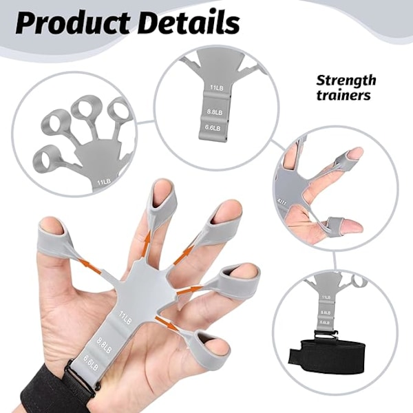 5 Finger Handtränare - 2 Set Underarmstränare för Styrketräning och Optimal Handgreppsfunktion