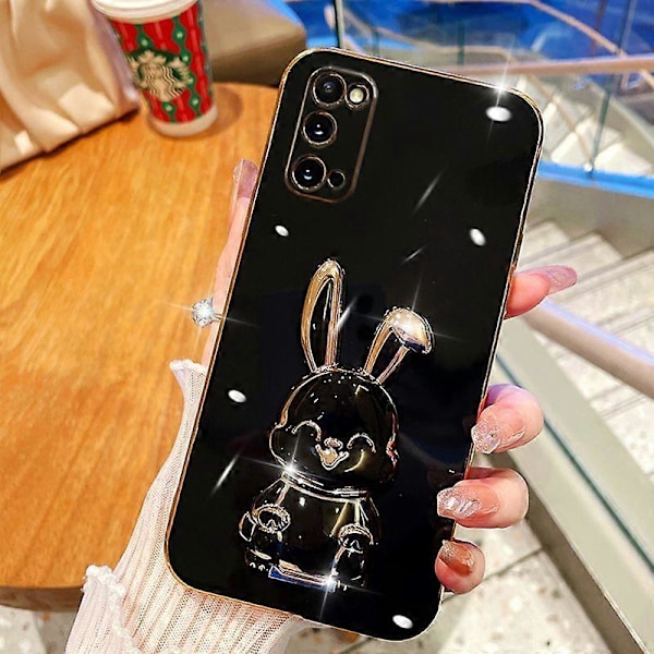 Zihaisheng Søt Kanin Holder Telefonbrakett Deksel For Huawei P Smart 2021 P20 P40 P30 Honor 50 Lite P50 Pro Y7A Y6P Y7P Y9S Plating Cover
