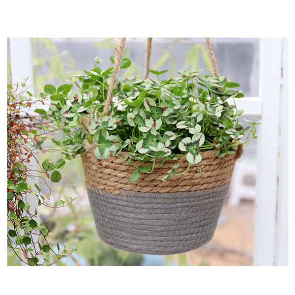 Jute Tau Hengeplanter - Sammenleggbar Sjøgress Makrame Kurv