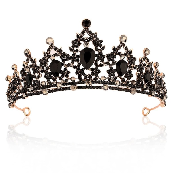 Svart dronning krone og tiaraer for kvinner bursdag krone for jenter Crystal bryllup pannebånd Brude Tia