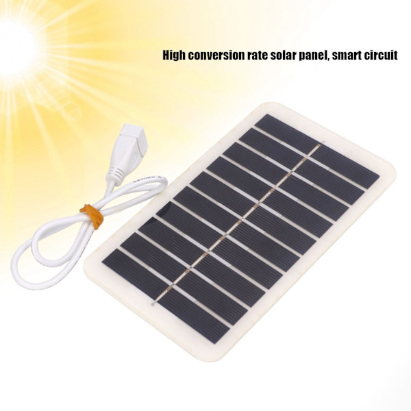 5V 2W 400mA Solcellepanel Utendørs Nød USB Solcellepanel Bærbar Solcelleladerpanel for Mobiltelefon