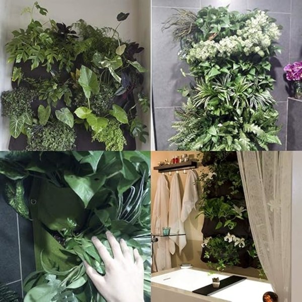 Vertikal Haveplanter, 7 Lommer Væghængt Grøn Filt Planter Væghængende Plantepose Vækstpose til Hjemmehave Balkon Dekoration