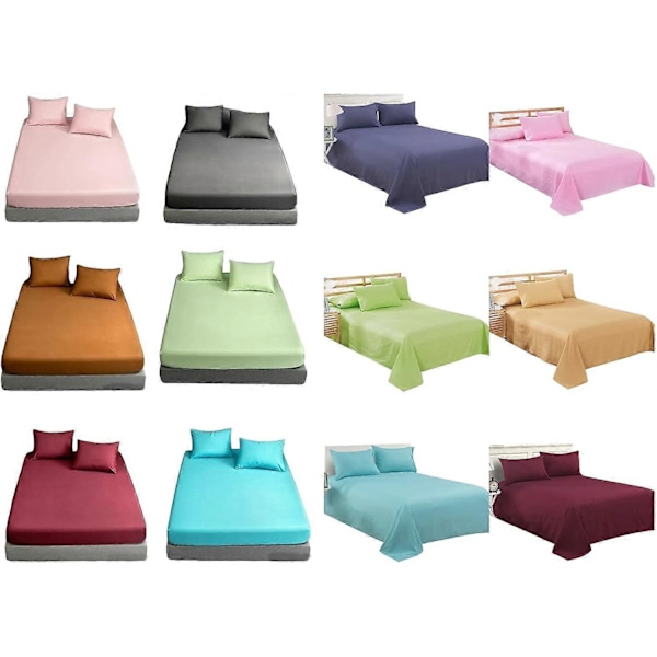 4-delat Flanell-Lakan Set (Dra-på-lakan, Platt Lakan, Örngott Par) Flanell King Cream