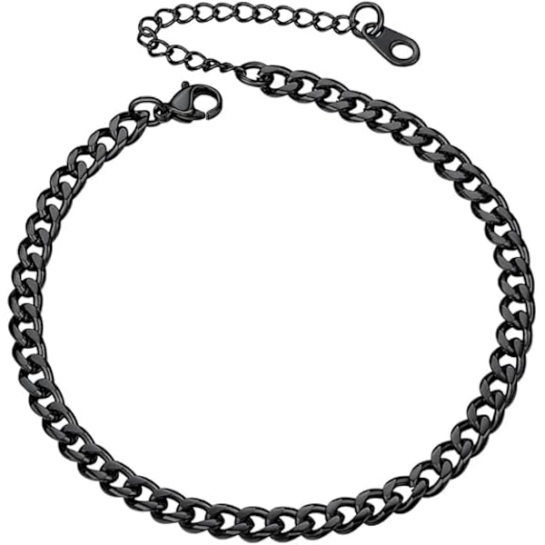 Ankelkæde Cubansk stål ankelkæde længde 22 cm, bredde 4,8 mm, sort