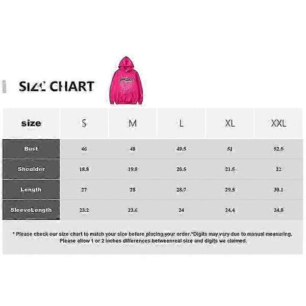Spider Web Grafik Hoodie, Bomulds Pullover Sweatshirt til Mænd og Kvinder M Black Pink