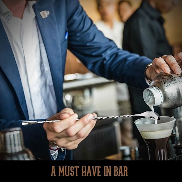 11-tommers barske, sæt med 2, røreskeer i rustfrit stål, barske med spiralmønster til cocktailshaker