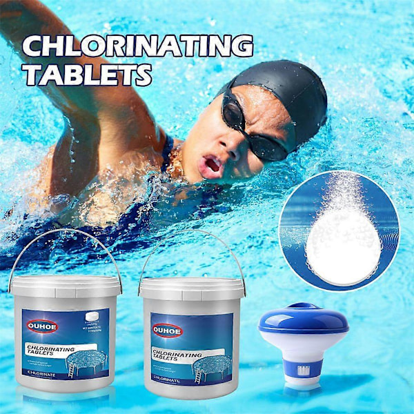 300 st Klor Tabletter Rengöringstablett Kemisk Flytande Pool Badtunna 220g