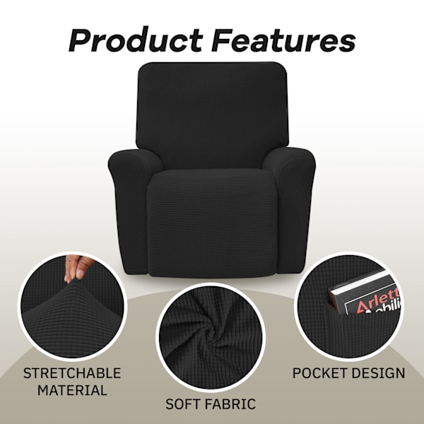 All-inclusive elastisk recliner soffaöverdrag enfärgad polarfleece soffa kudde överdrag för alla årstider Recliner överdrag