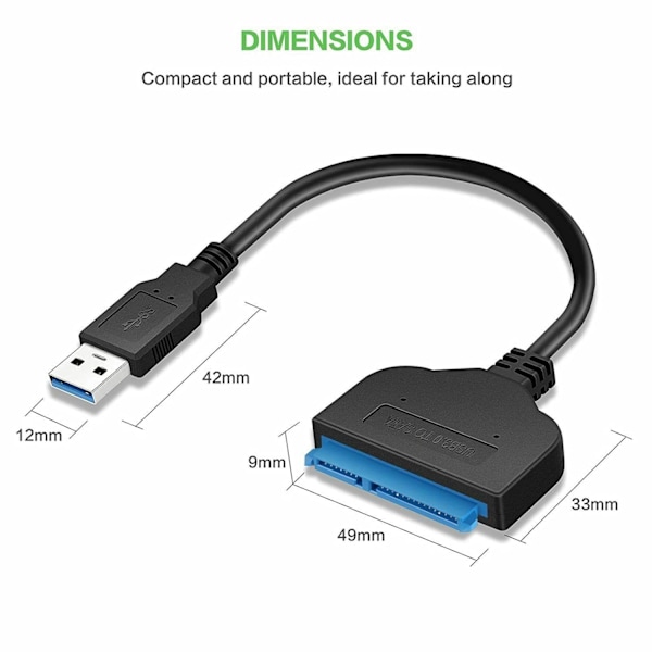 USB 3.0 till SATA 22-stifts 2,5 tum hårddisk SSD-adapterkontakt Pinout SATA