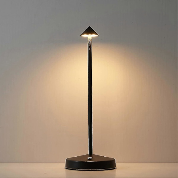 LED Touch Trådløs Bordlampe, Oppladbar Bærbar Bordlampe, 3 Lysstyrkenivåer Dimbar Skrivebordslampe for Soverom Hjem Lesing Kontor Bar Kafé Terrasse Black