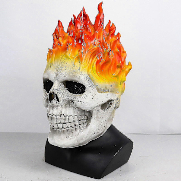 Halloween Ghost Rider Rød og Blå Flamme Skallemaske Horror Spøgelse Fuld Ansigt Latex Cosplay Kostume Rekvisitter