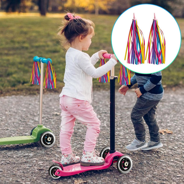 Sparkcykelhjul, 2 stycken sparkcykelhjul med streamers och bilklocka, tricksparkcykelhjul, 100 mm, sparkcykel tricksparkcykelhjul, unisex vuxen (svart)