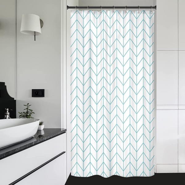Bruseforhæng Stall Lille Bruseforhæng Halv Størrelse 90*180cm Hvid Aqua Enkel Smal Tiny Geometrisk Chevron Stribet Chevron 7 Pak Hægter Dorm Decor F